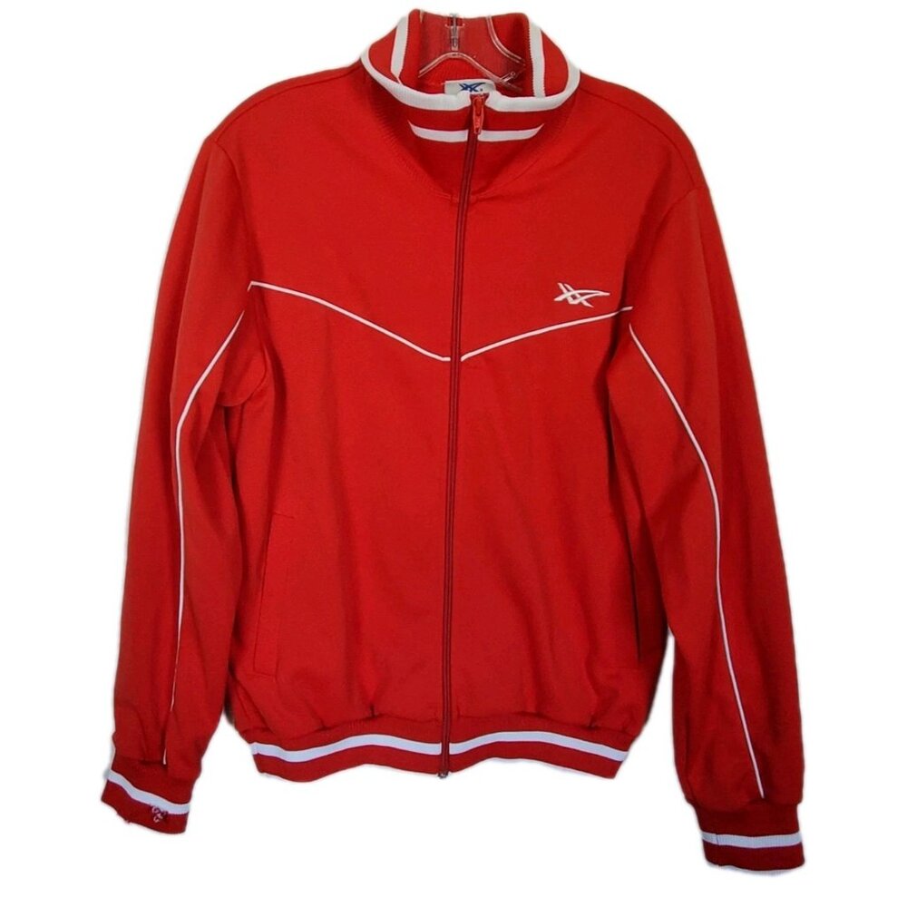 Vintage 80's/ 90's Asics Tiger Track Zip Up Jacket Red and White Size M